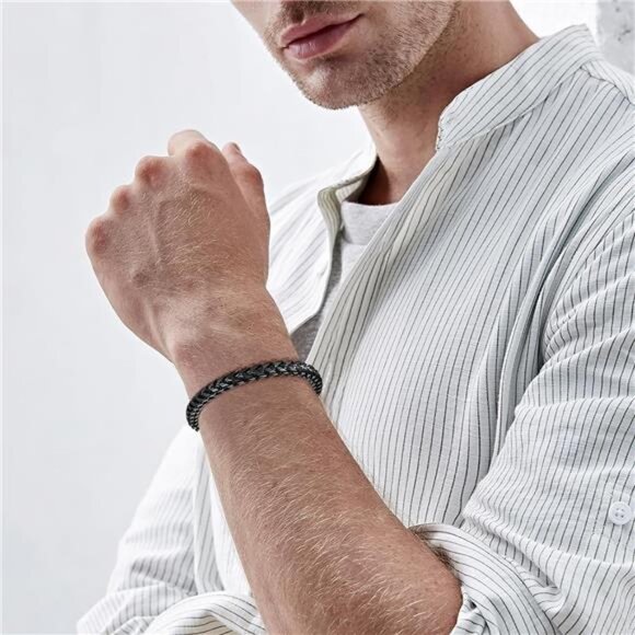 Mens Stainless Steel Bracelet Franco Chain Link Fold Over Clasp Jewelry Gift - Picture 5 of 7